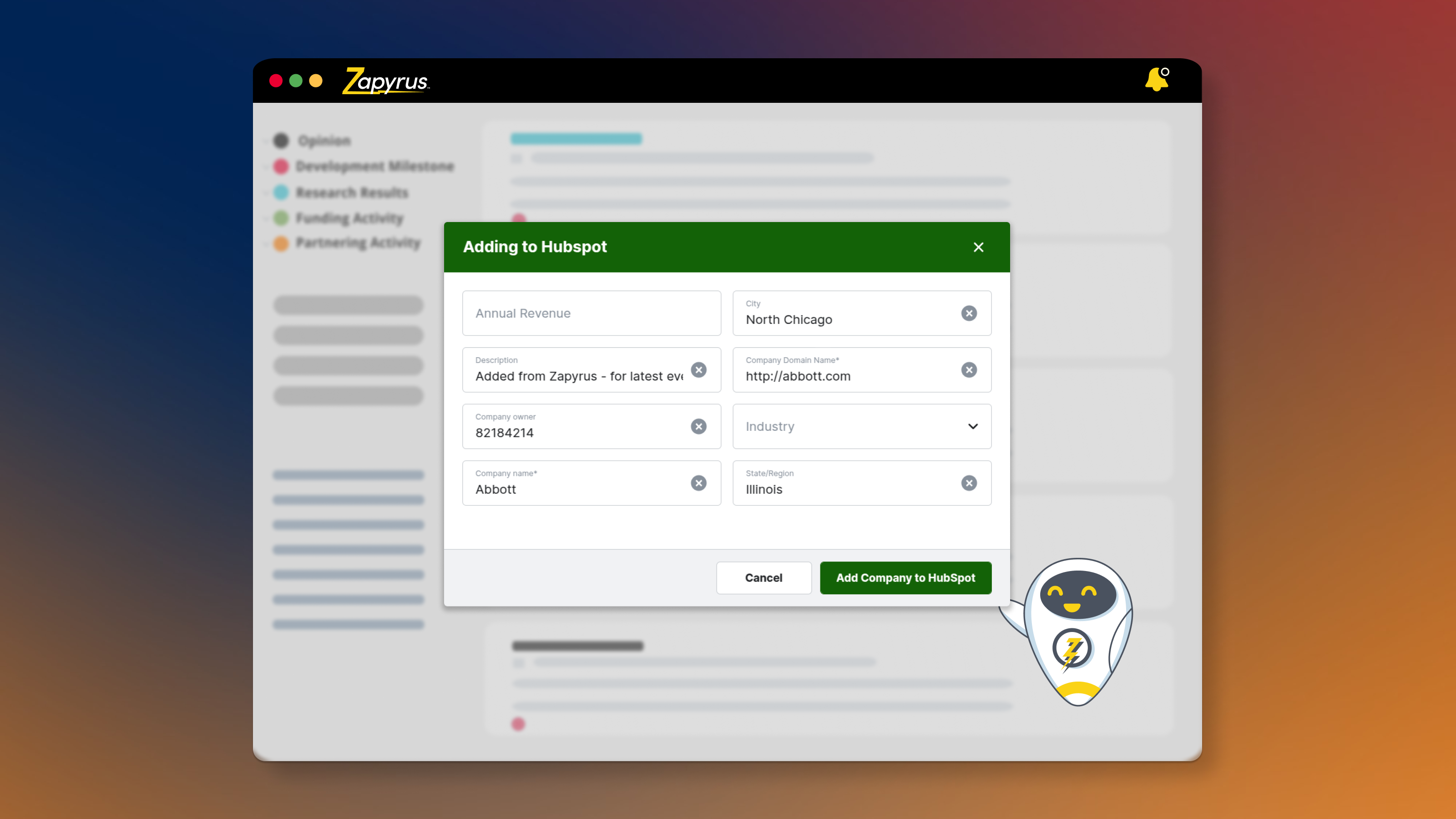 Adding a company to HubSpot